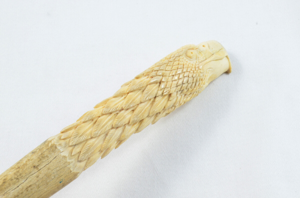 American Eagle Carved Walking Stick Cane Top Handle Stag Antler Horn Made Sheffield England - Image 4