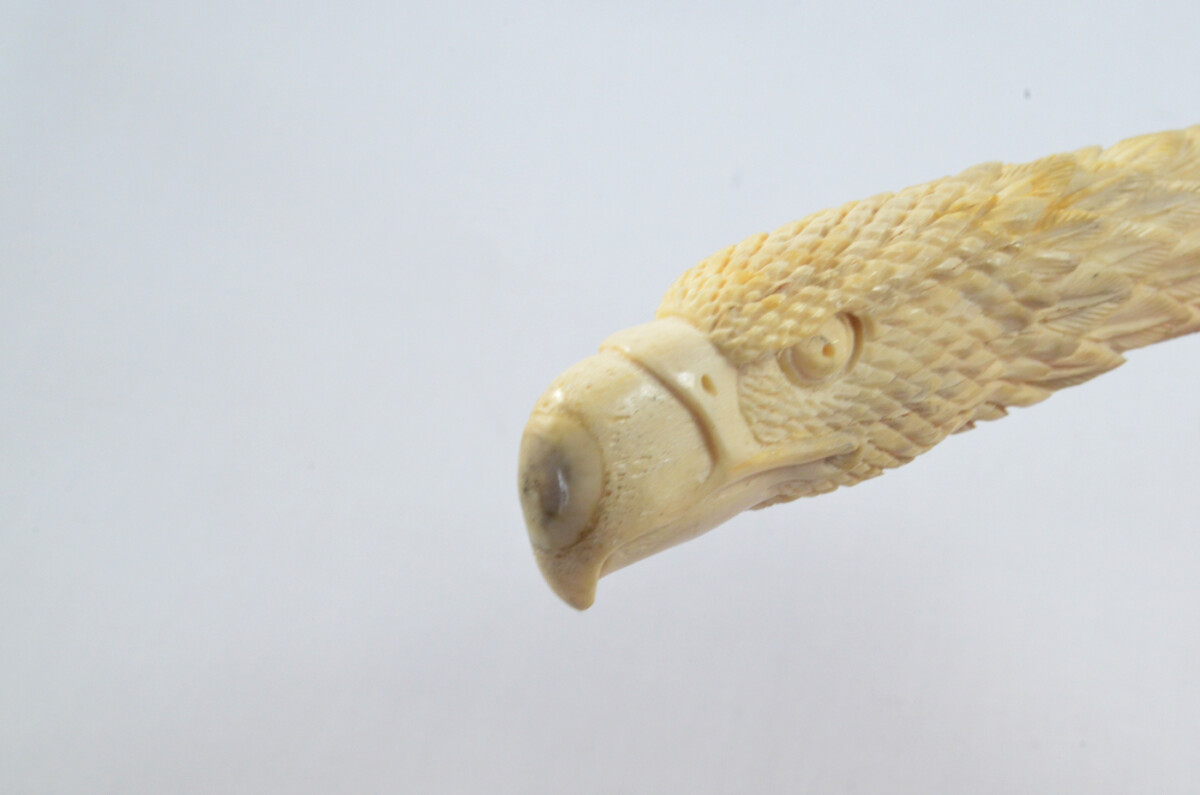 American Eagle Carved Walking Stick Cane Top Handle Stag Antler Horn Made Sheffield England - Image 3