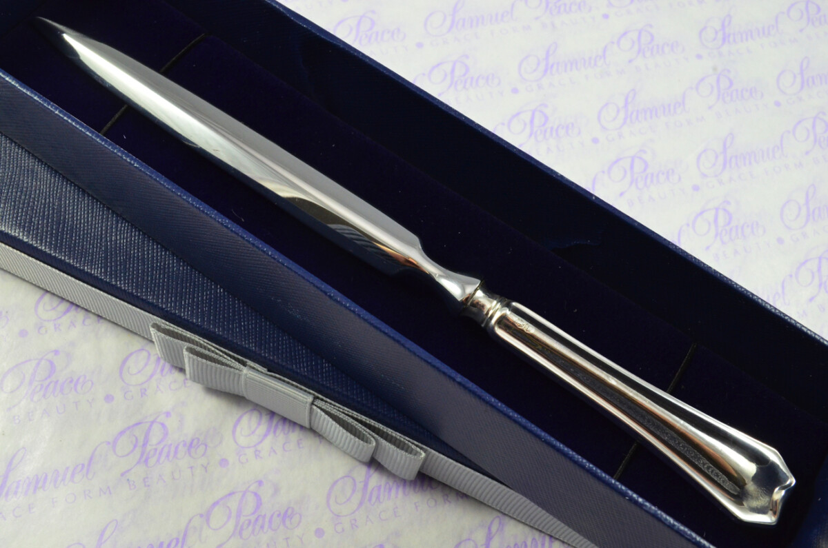 John Yates Sheffield Sterling Silver Handled Letter Opener Helmshore Pattern 1918 Cased - Image 2