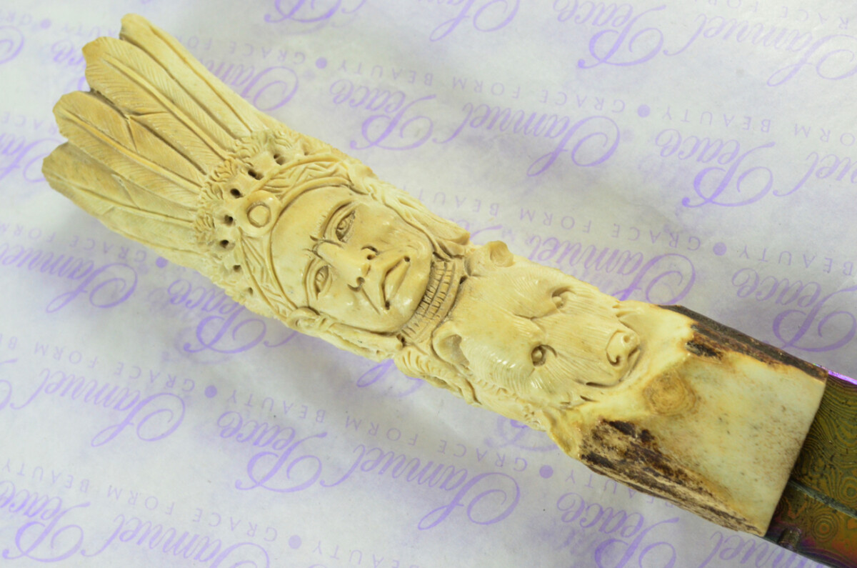 Amazing Bespoke Hand Carved American Indian Stag Horn Antler Handle Sgian Dubh Heat Treated Damascus Blade Sheffield England - Image 5