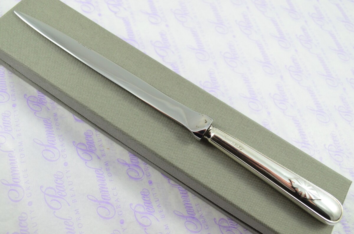 Thomas Bradbury & Sons Sheffield Sterling Silver Handled Letter Opener/Paper knife Sunburst Pattern 1918