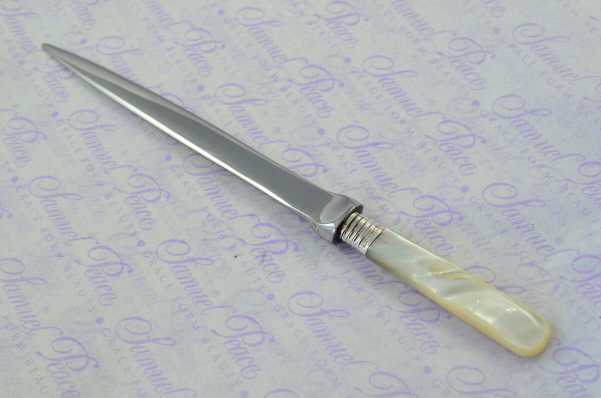 George Howson Carved Mother of Pearl Handled Letter Opener Sheffield 1915 Cased - Image 2