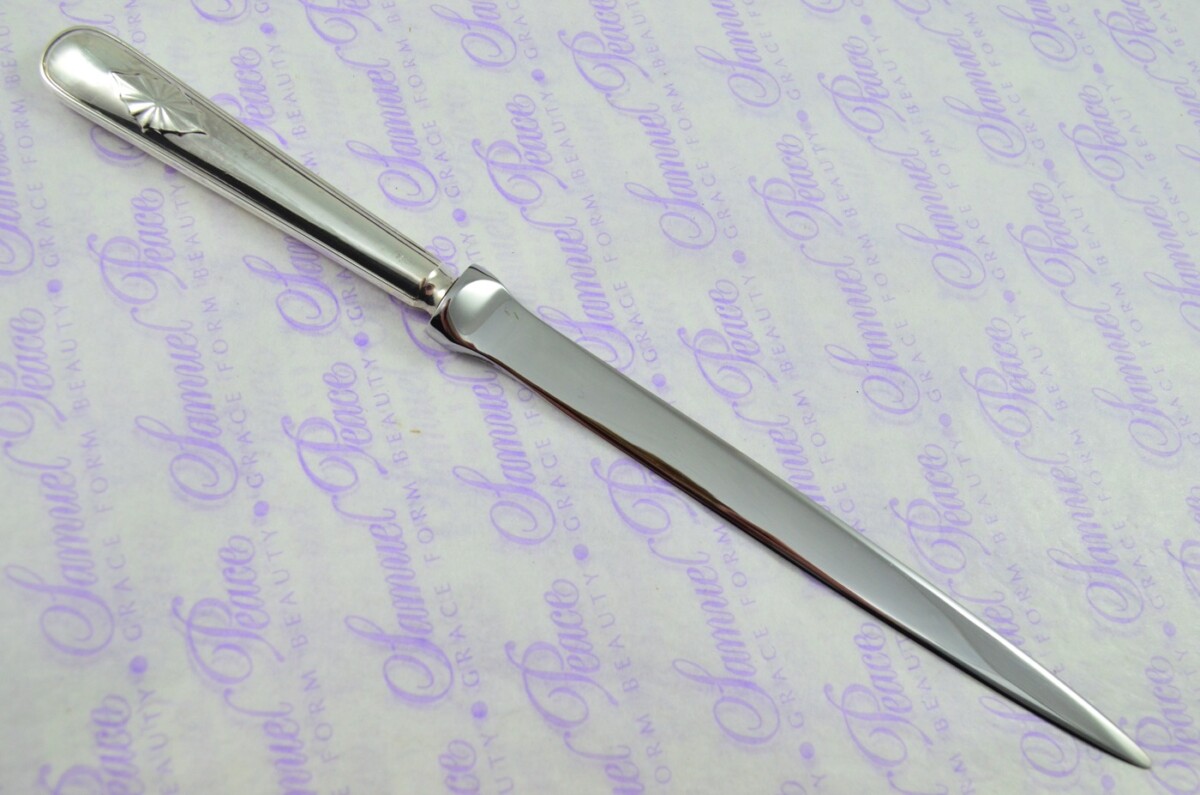 Thomas Bradbury & Sons Sheffield Sterling Silver Handled Letter Opener/Paper knife Sunburst Pattern 1918 - Image 4