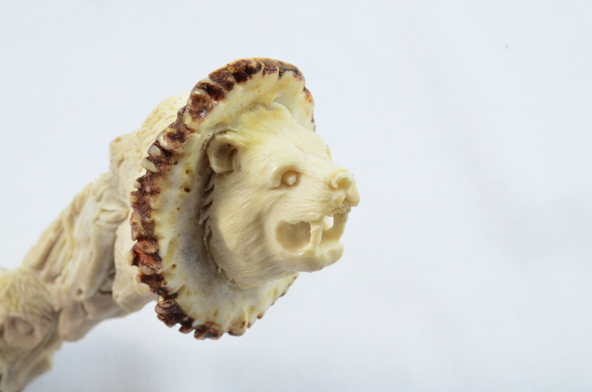 Totem Pole Carved Walking Stick Cane Top Handle Stag Antler Horn Made Sheffield England - Image 6