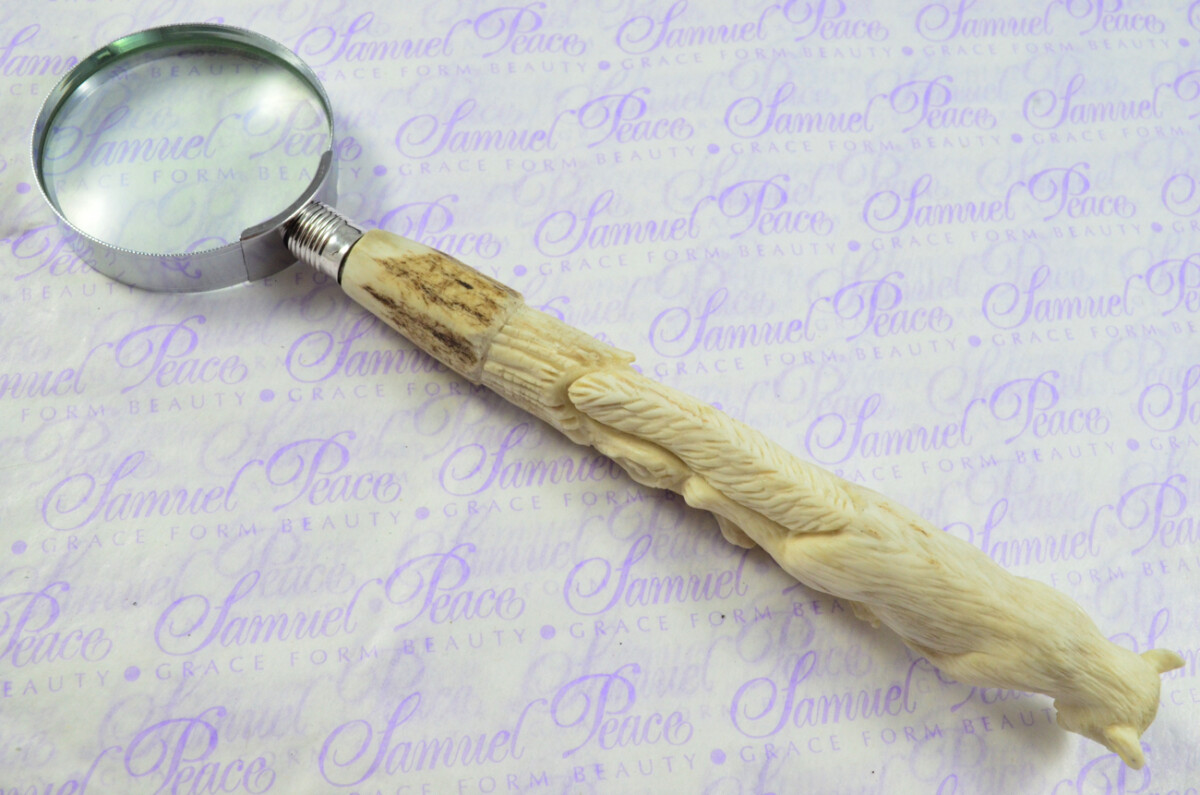 Fantastic Hand Carved Squirrel Stag Antler Horn Handle Magnifying Glass Silver Ferrule 1918 Made Sheffield England - Image 3