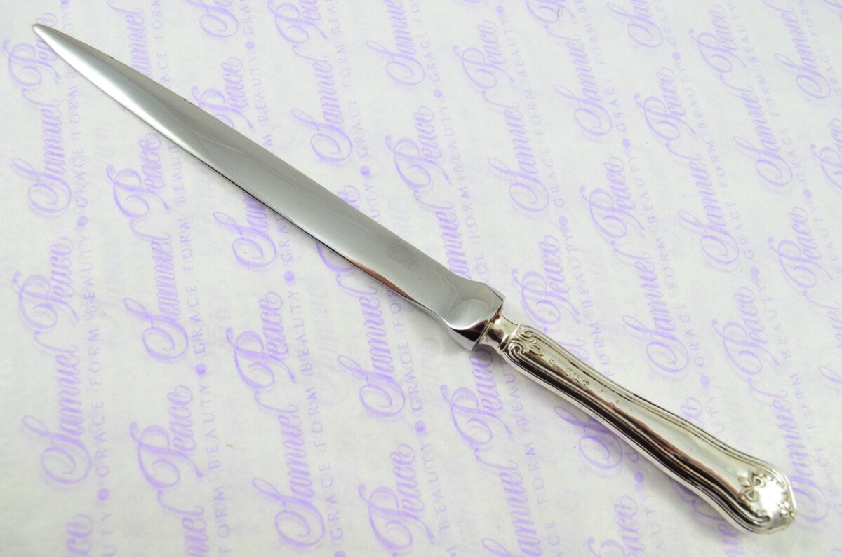 Henry Atkinson Sheffield Sterling Silver Handled Letter Opener/Paper knife Ribbons & Bow Pattern 1950 - Image 2