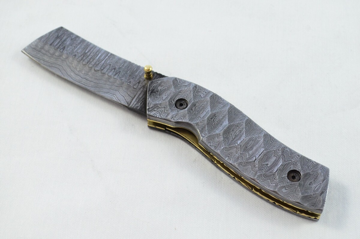 Amazing Full Damascus Bladed and scaled Handled Pen/Pocket Tool With Leather Sheath - Image 2