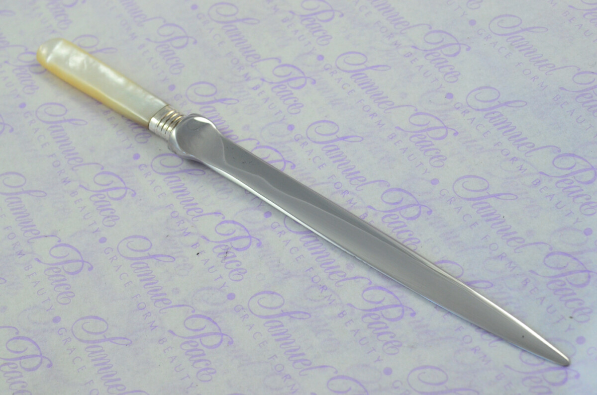 George Howson Carved Mother of Pearl Handled Letter Opener Sheffield 1915 Cased - Image 6