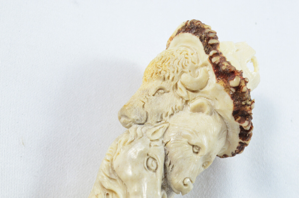 Totem Pole Carved Walking Stick Cane Top Handle Stag Antler Horn Made Sheffield England - Image 9