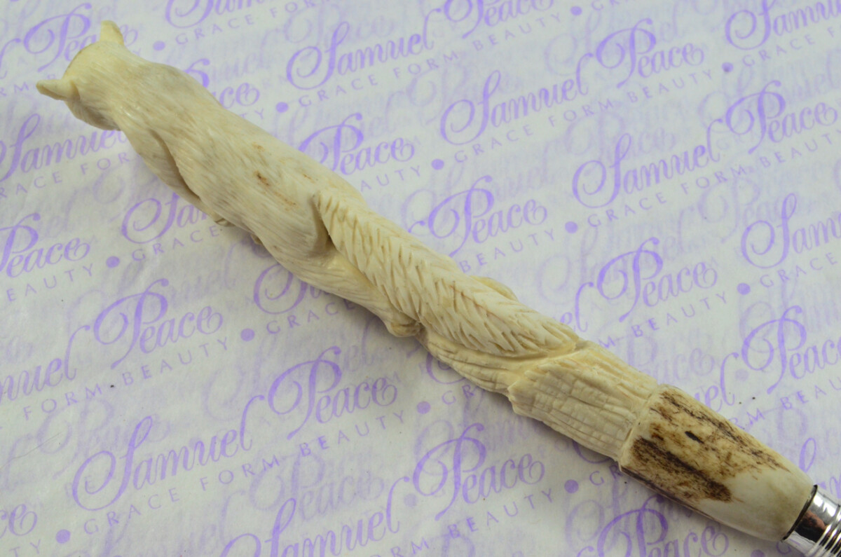 Fantastic Hand Carved Squirrel Stag Antler Horn Handle Magnifying Glass Silver Ferrule 1918 Made Sheffield England - Image 6