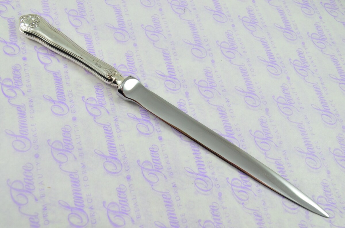Henry Atkinson Sheffield Sterling Silver Handled Letter Opener/Paper knife Ribbons & Bow Pattern 1950 - Image 4