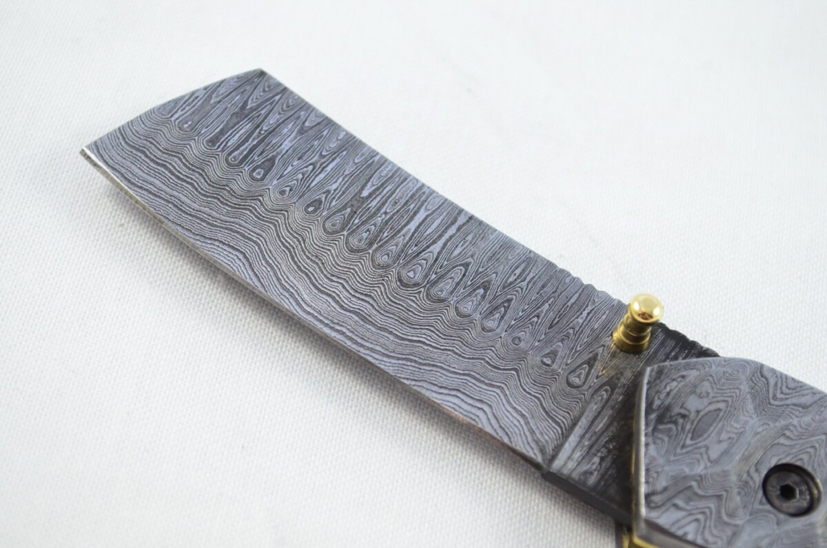 Amazing Full Damascus Bladed and scaled Handled Pen/Pocket Tool With Leather Sheath - Image 4