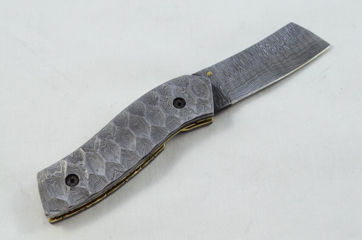 Amazing Full Damascus Bladed and scaled Handled Pen/Pocket Tool With Leather Sheath - Image 5