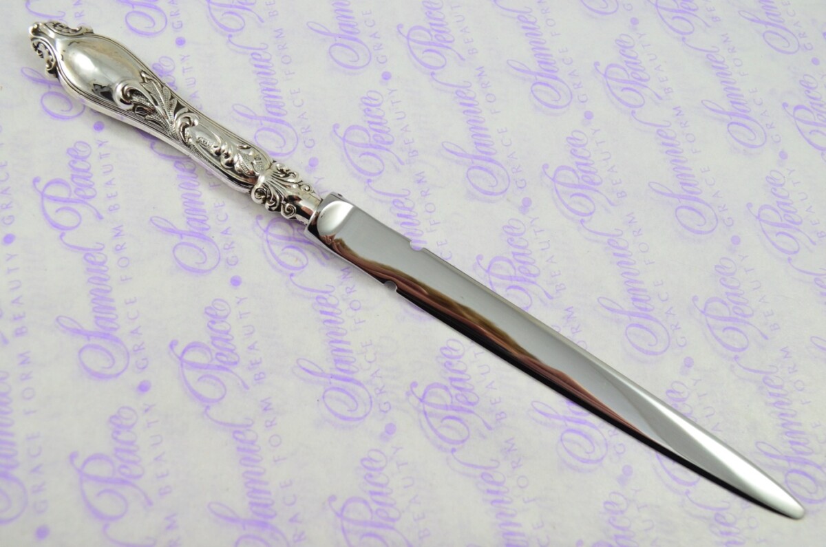 Mappin & Webb Sheffield Sterling Silver Handled Letter Opener/Paper knife Ornate Shell Pattern 1910 - Image 4