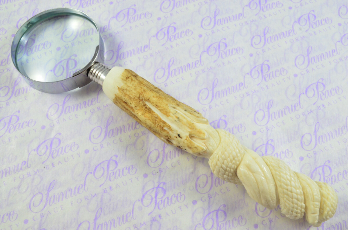 Fantastic Hand Carved Snake Stag Antler Horn Handle Magnifying Glass Silver Ferrule 1928 Made Sheffield England - Image 6