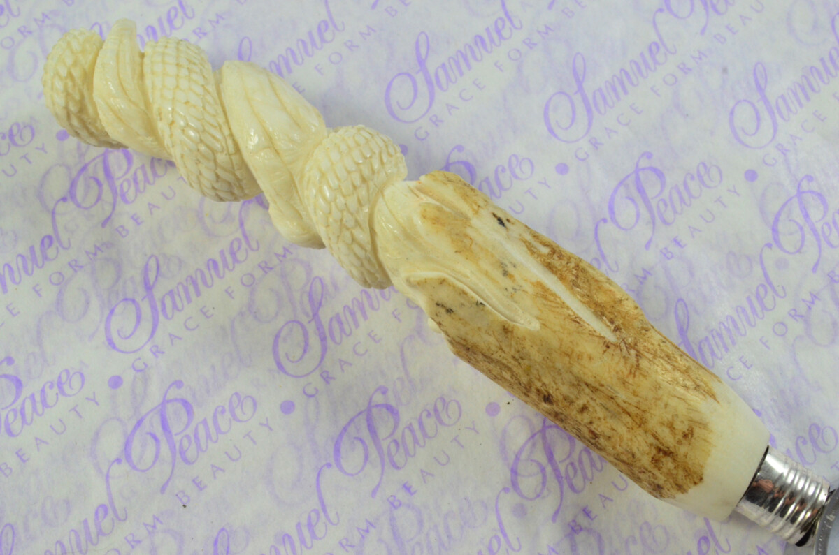 Fantastic Hand Carved Snake Stag Antler Horn Handle Magnifying Glass Silver Ferrule 1928 Made Sheffield England - Image 8