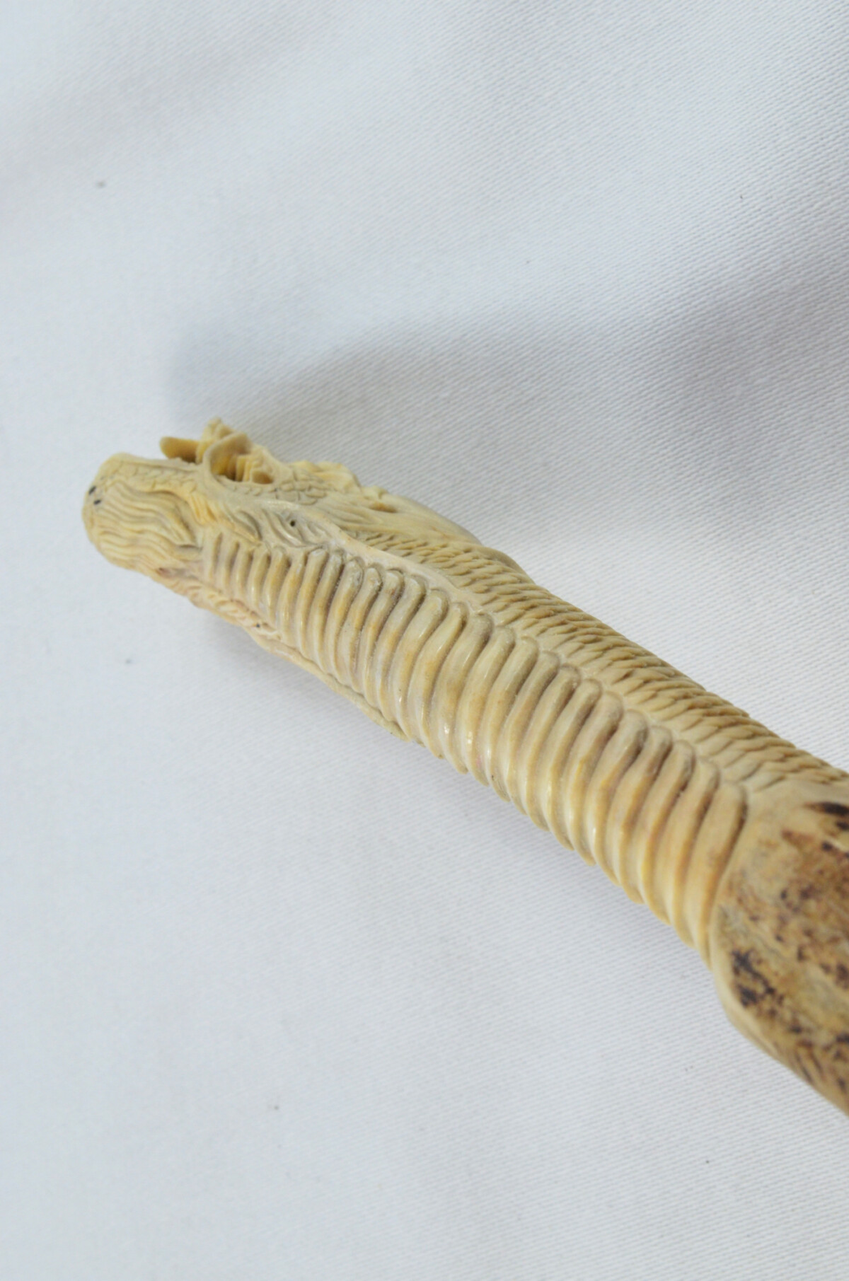 Chinese Dragon Carved Walking Stick Cane Top Handle Stag Antler Horn Made Sheffield England - Image 2