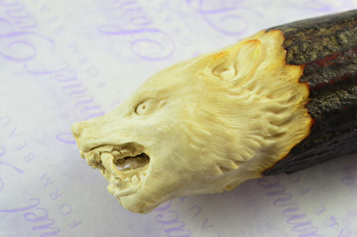Amazing Bespoke Hand Wolf Stag Horn Antler Handle Sgian Dubh Heat Treated Damascus Blade Sheffield England - Image 4