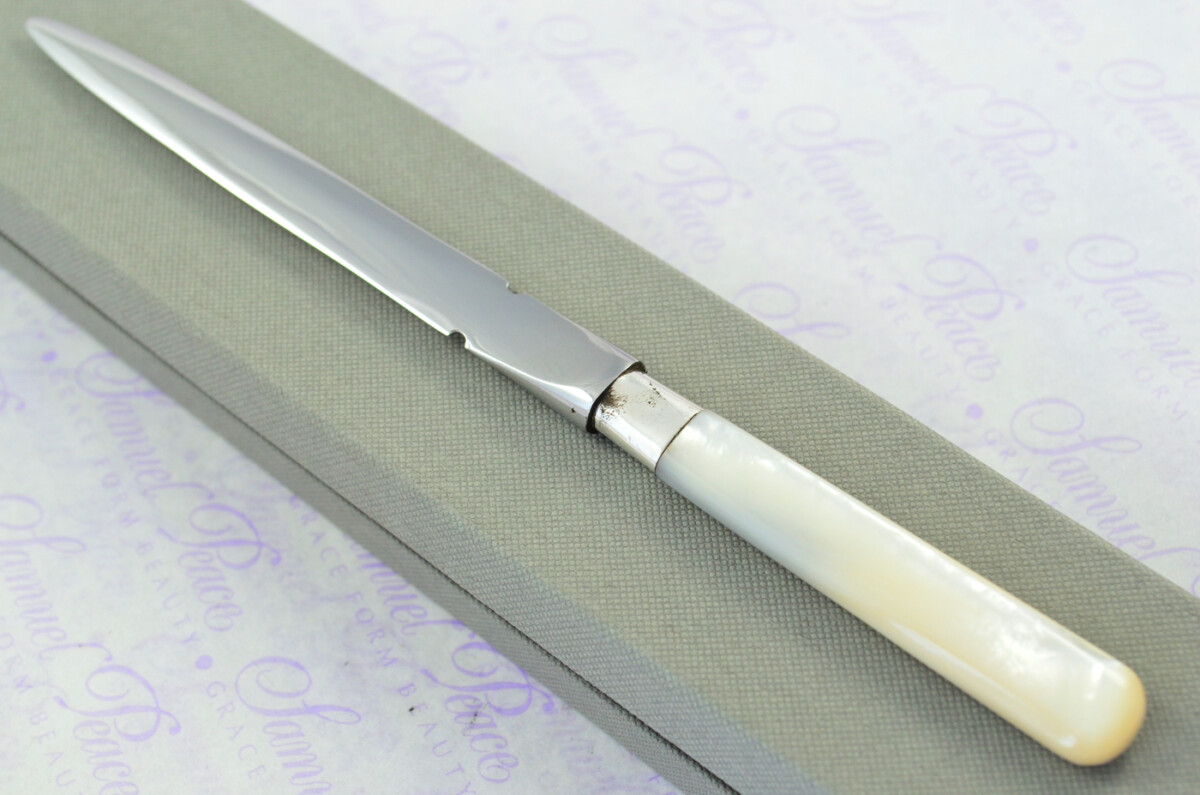 Allen & Darwin Carved Mother of Pearl Handled Letter Opener Sheffield 1912 Cased