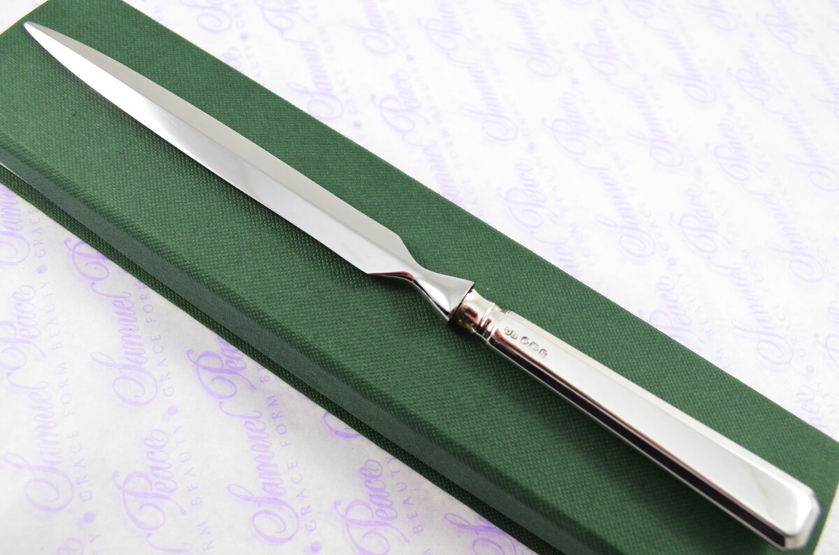 John Biggin Sheffield Sterling Silver Handled Letter Opener/Paper knife Grecian Pattern 1947