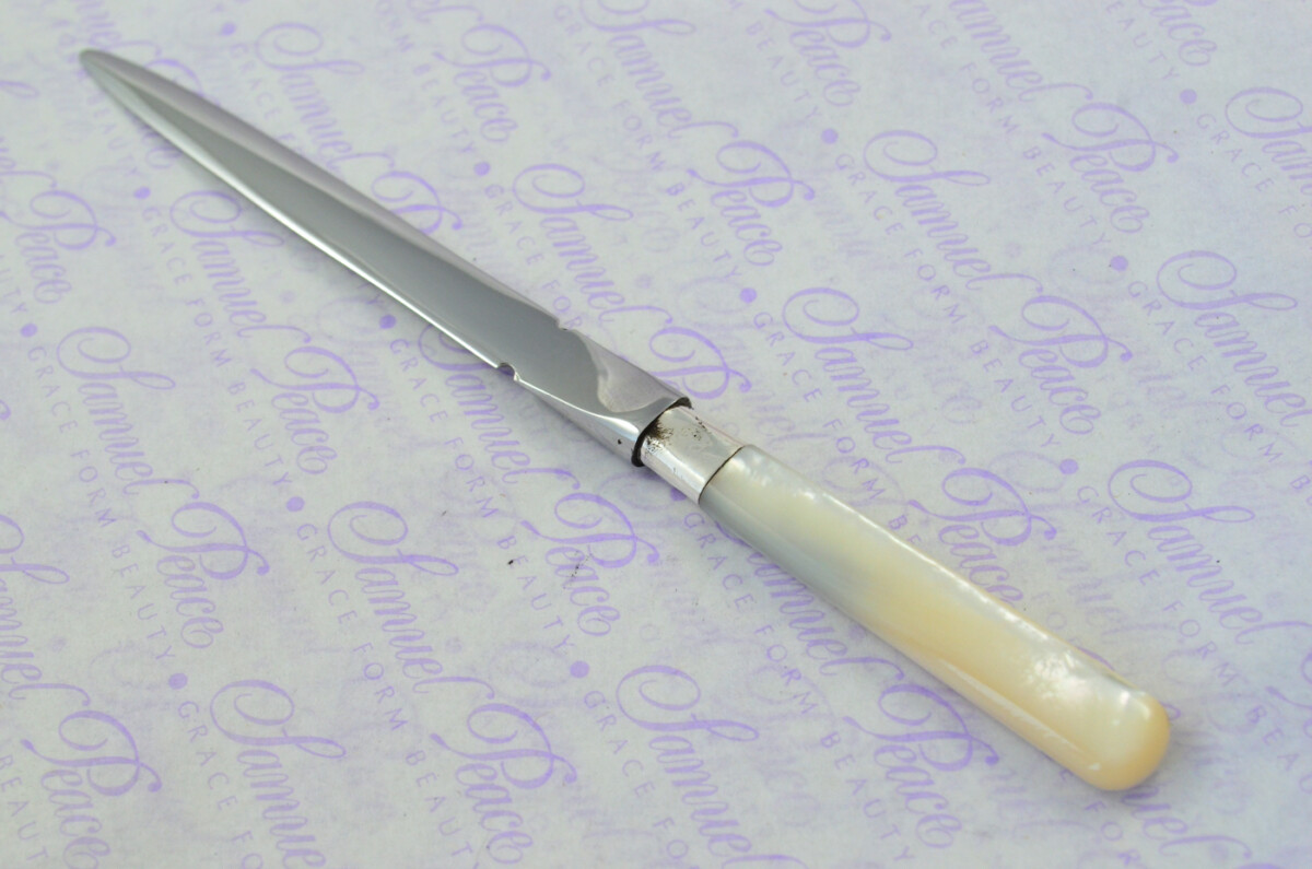 Allen & Darwin Carved Mother of Pearl Handled Letter Opener Sheffield 1912 Cased - Image 2
