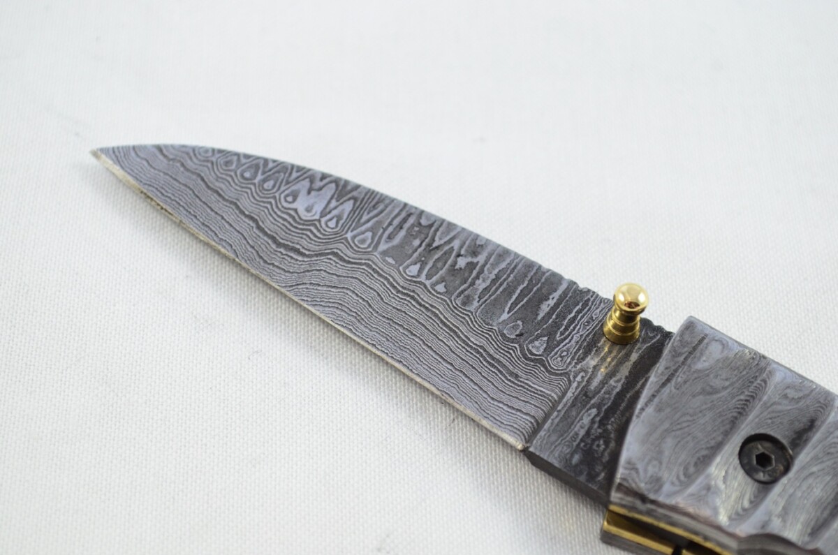 Great Full Damascus Bladed and scaled Handled Pen/Pocket Tool With Leather Sheath - Image 3