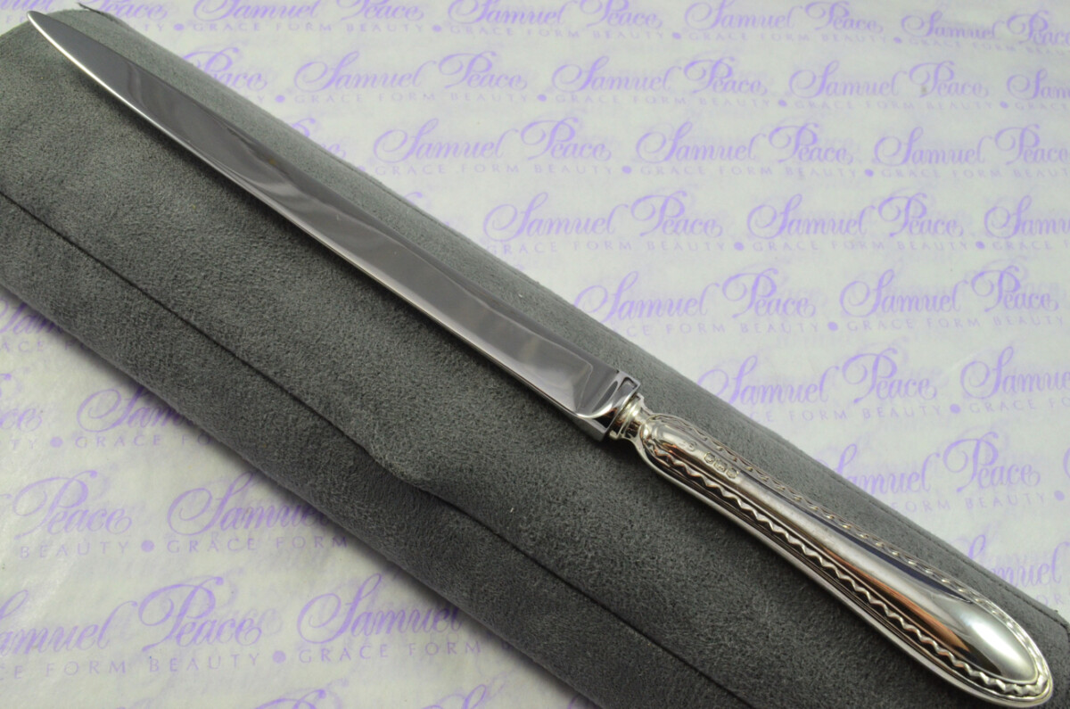 John Biggin Sheffield Sterling Silver Handled Letter Opener Feather Edge Pattern 1924 Cased
