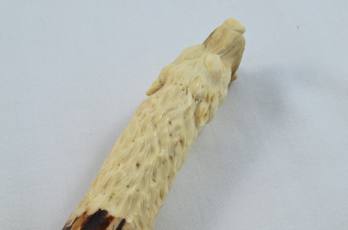 Bear Carved Walking Stick Cane Top Handle Stag Antler Horn Made Sheffield England - Image 3