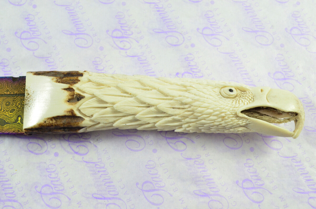 Amazing Bespoke Hand American Eagle Stag Horn Antler Handle Sgian Dubh Heat Treated Damascus Blade Sheffield England - Image 7