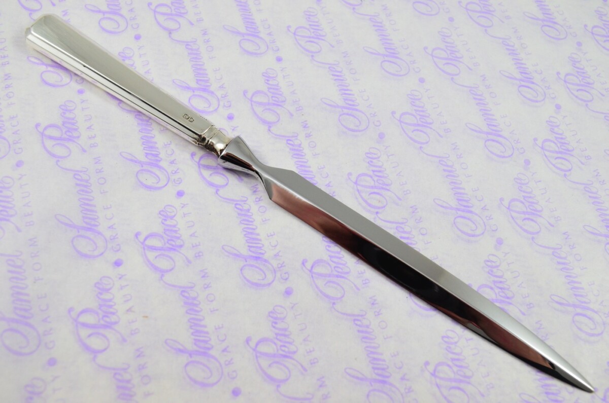 John Biggin Sheffield Sterling Silver Handled Letter Opener/Paper knife Grecian Pattern 1947 - Image 4