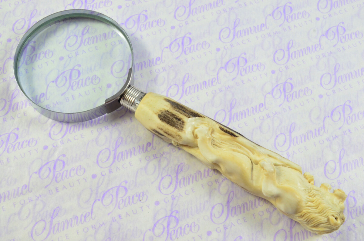 Fantastic Hand Carved Lion Stag Antler Horn Handle Magnifying Glass Silver Ferrule 1918 Made Sheffield England - Image 7