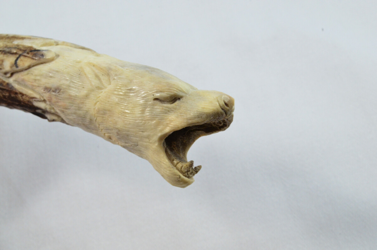 Bear Carved Walking Stick Cane Top Handle Stag Antler Horn Made Sheffield England