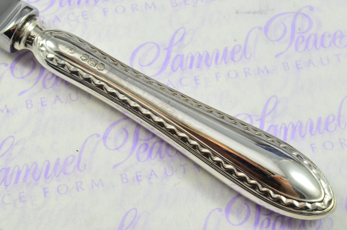 John Biggin Sheffield Sterling Silver Handled Letter Opener Feather Edge Pattern 1924 Cased - Image 4