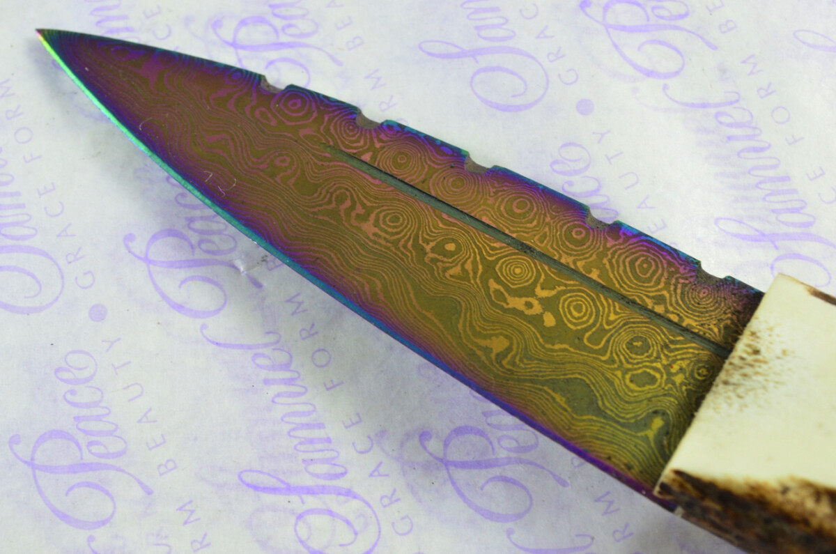 Amazing Bespoke Hand American Eagle Stag Horn Antler Handle Sgian Dubh Heat Treated Damascus Blade Sheffield England - Image 9