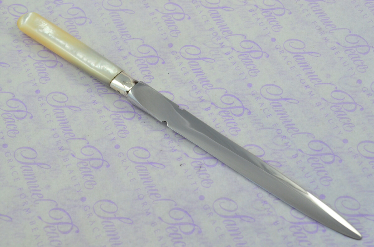 Allen & Darwin Carved Mother of Pearl Handled Letter Opener Sheffield 1912 Cased - Image 6