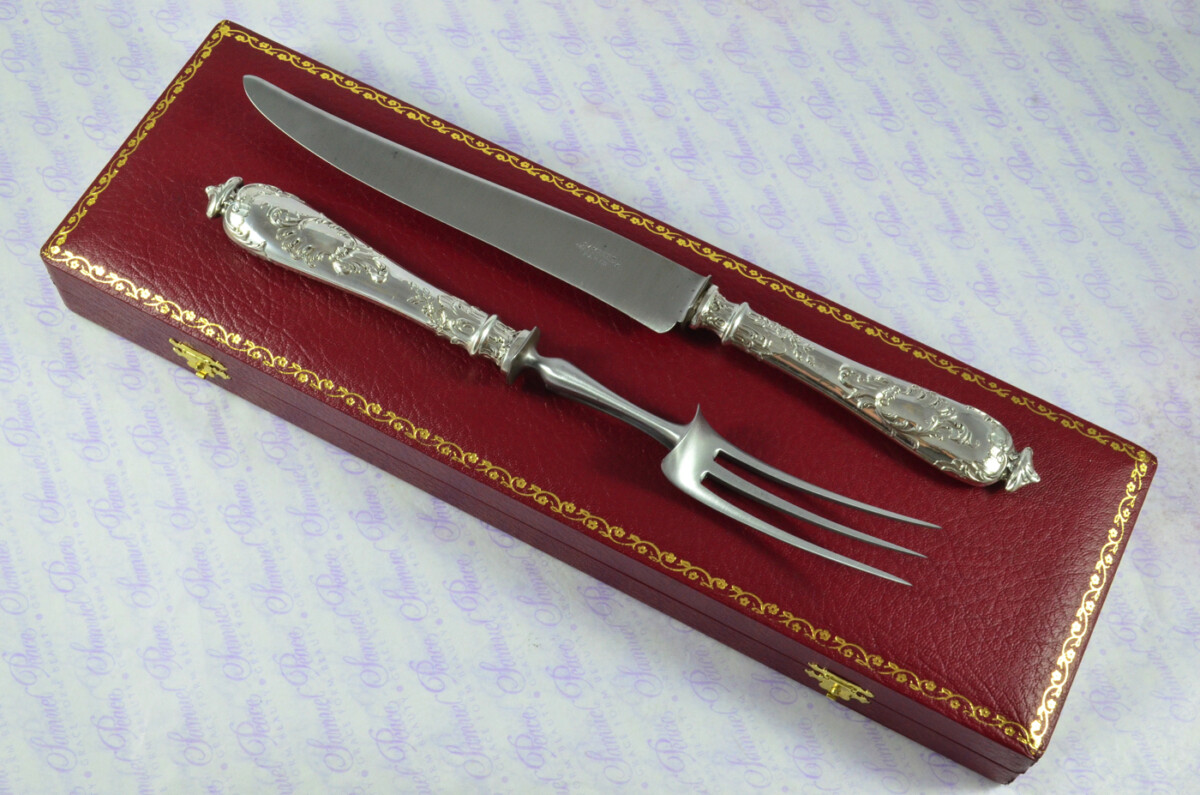 Immaculate Cased French Silver 2 Piece Carving Set Designed by Leonie Lambert Made in Paris - Image 16