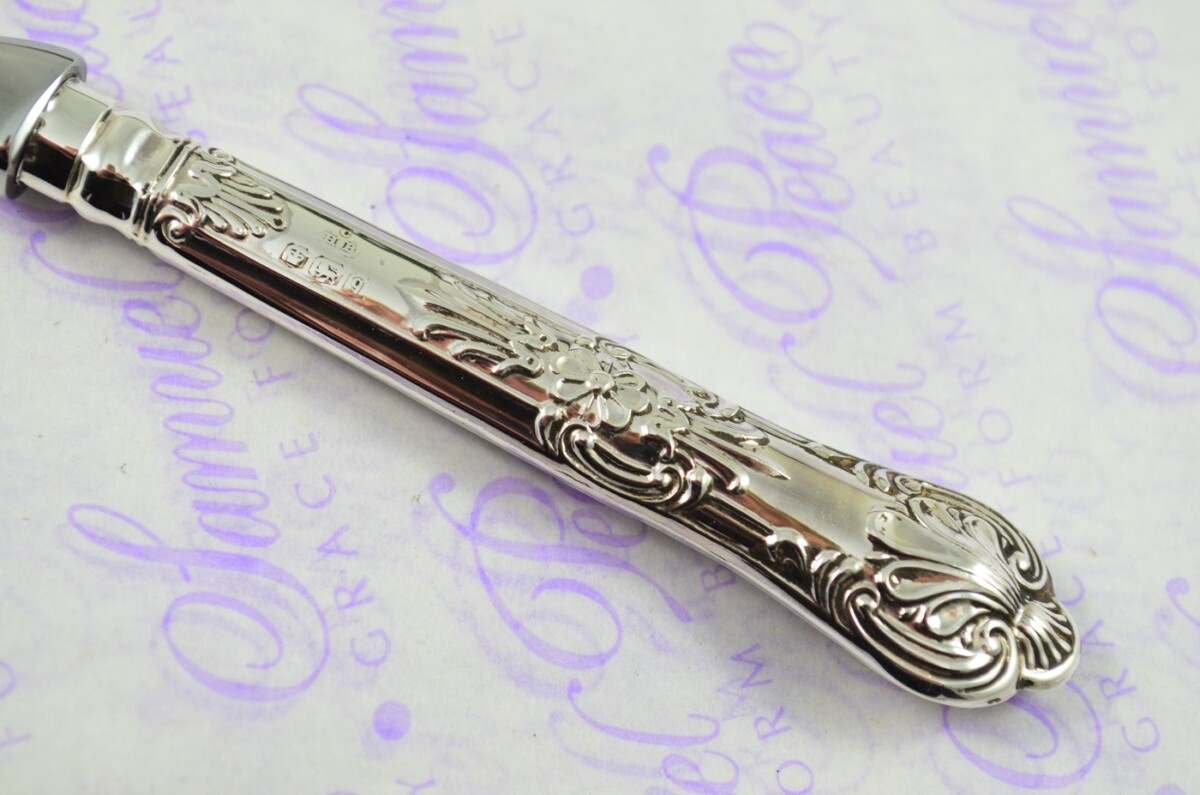 CHB Sheffield Sterling Silver Handled Letter Opener/Paper knife Queens Pattern 1908 - Image 3