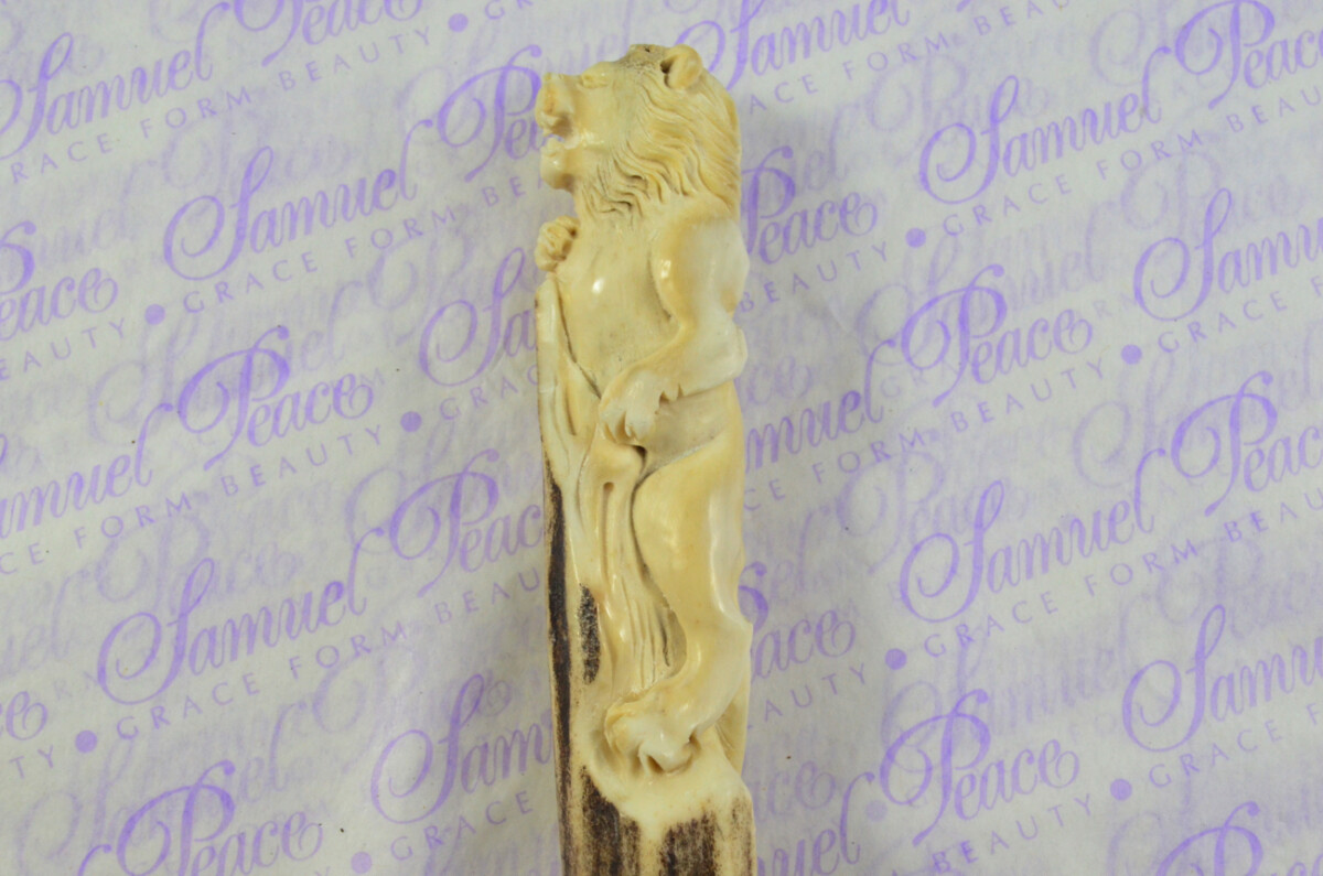 Fantastic Hand Carved Lion Stag Antler Horn Handle Magnifying Glass Silver Ferrule 1918 Made Sheffield England - Image 5