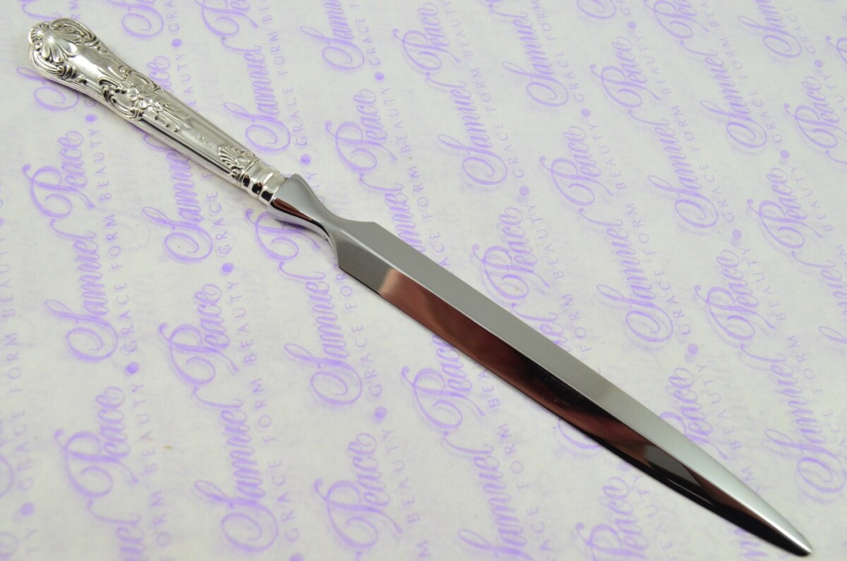 CHB Sheffield Sterling Silver Handled Letter Opener/Paper knife Queens Pattern 1908 - Image 4