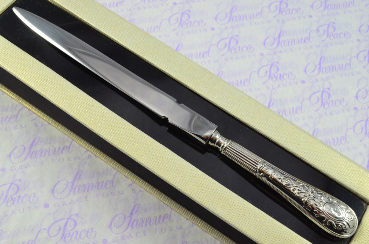 William Yates Sheffield Sterling Silver Handled Letter Opener Queensbury Pattern 1909 Cased