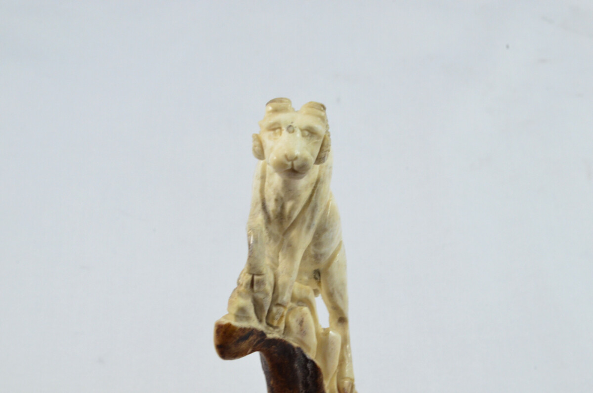 Ram Carved Walking Stick Cane Top Handle Stag Antler Horn Made Sheffield England - Image 2