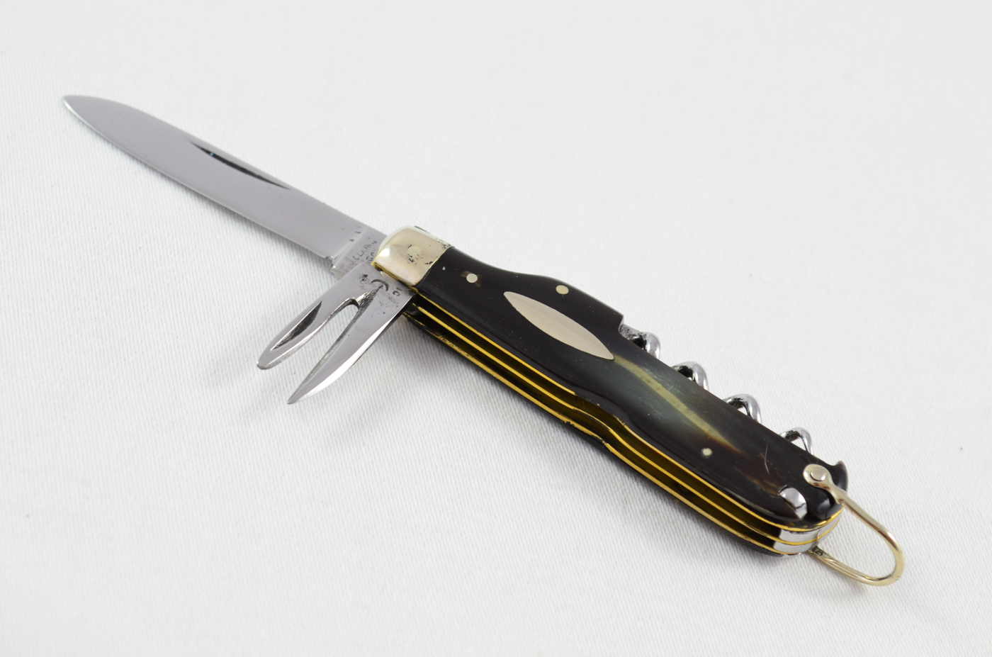 J. Clarke & Sons 6 Piece Buffalo Horn Handled Coachman's Knife c.1890