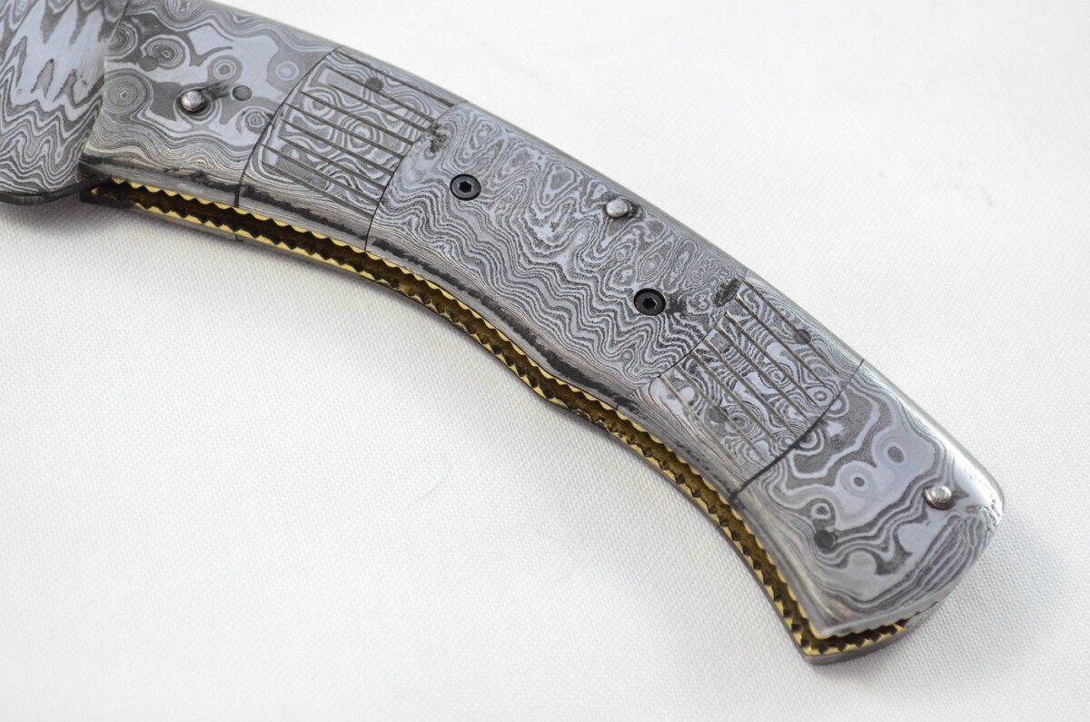 Huge Full Damascus Bladed and scaled Handled Pen/Pocket Tool With Leather Sheath - Image 3