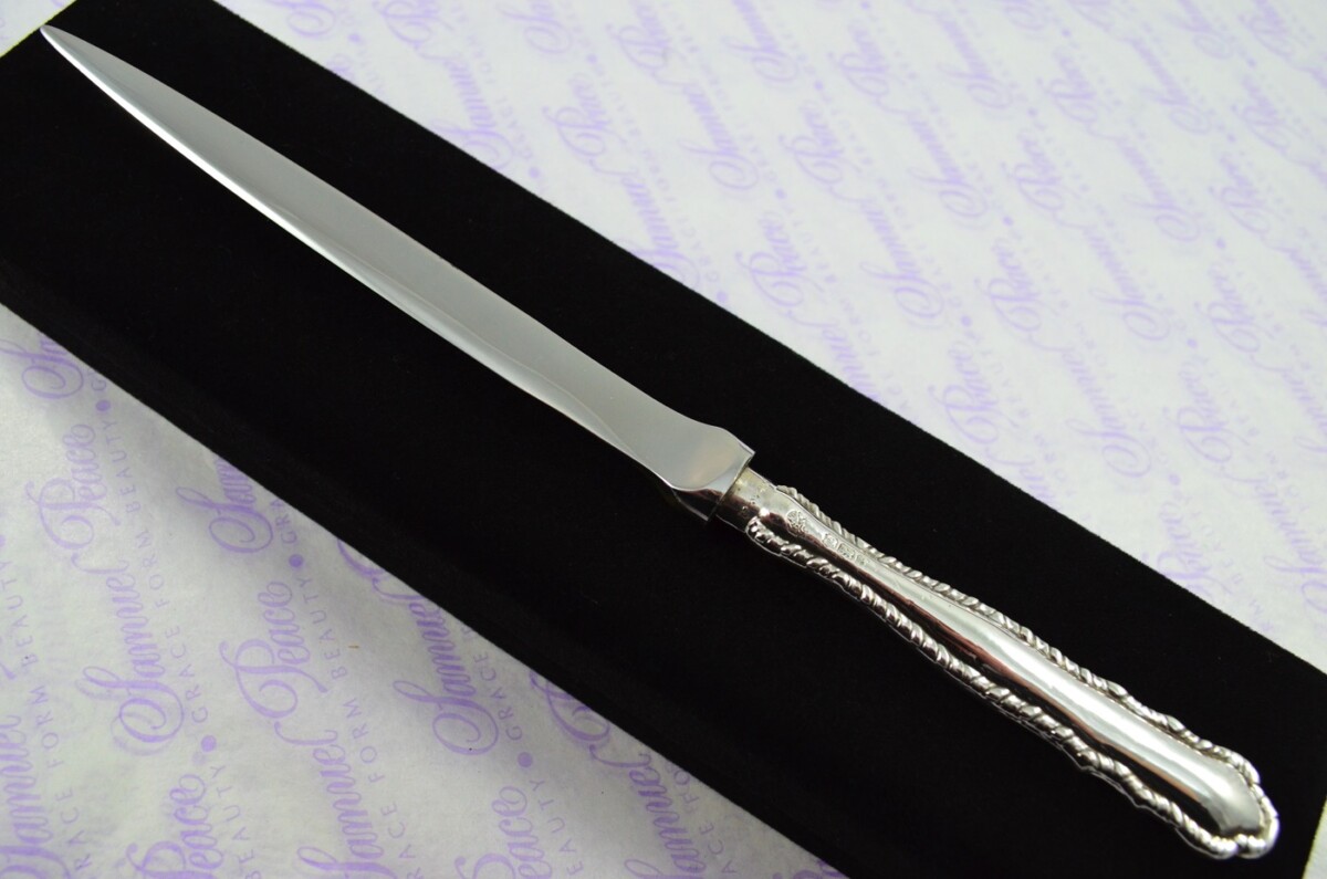 William Hutton & Sons Sheffield Sterling Silver Handled Letter Opener Fancy Dubarry Pattern 1925