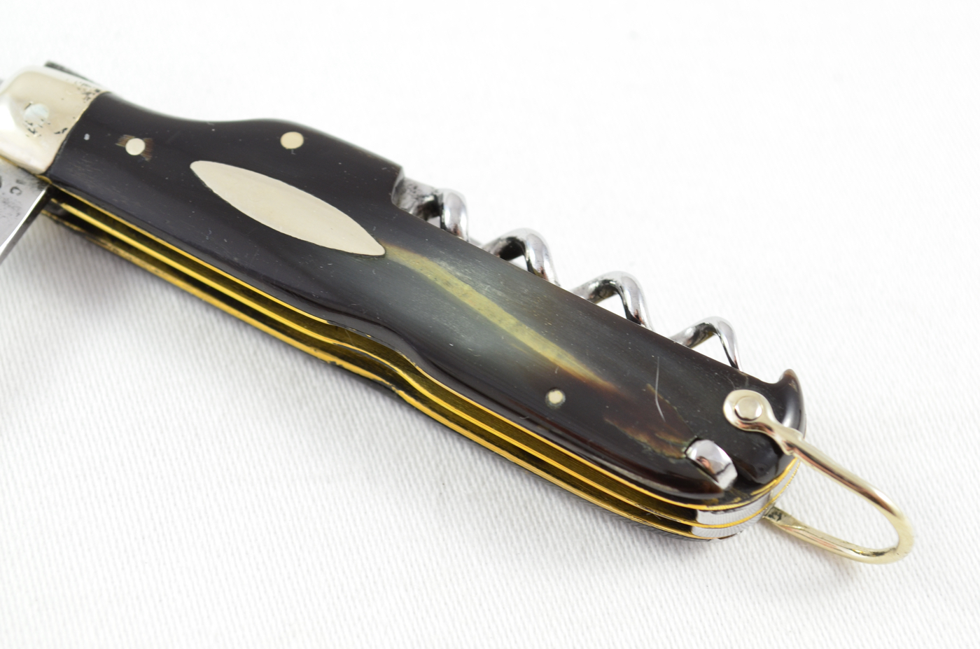 J. Clarke & Sons 6 Piece Buffalo Horn Handled Coachman's Knife c.1890 - Image 4