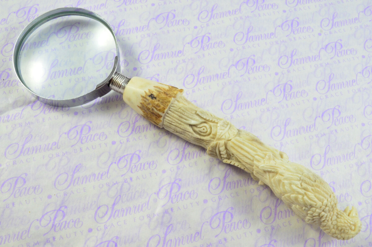 Fantastic Hand Carved Falcon Stag Antler Horn Handle Magnifying Glass Silver Ferrule 1918 Made Sheffield England - Image 2