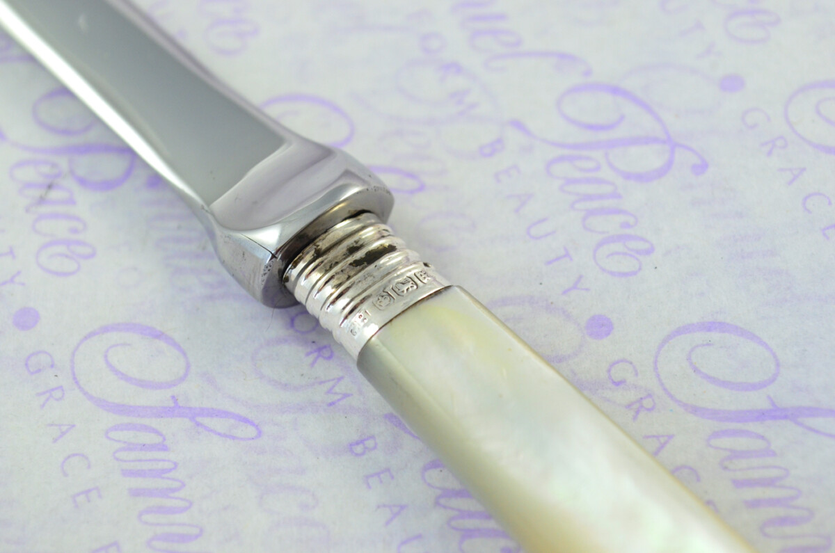 George Howson Carved Mother of Pearl Handled Letter Opener Sheffield 1915 Cased - Image 4