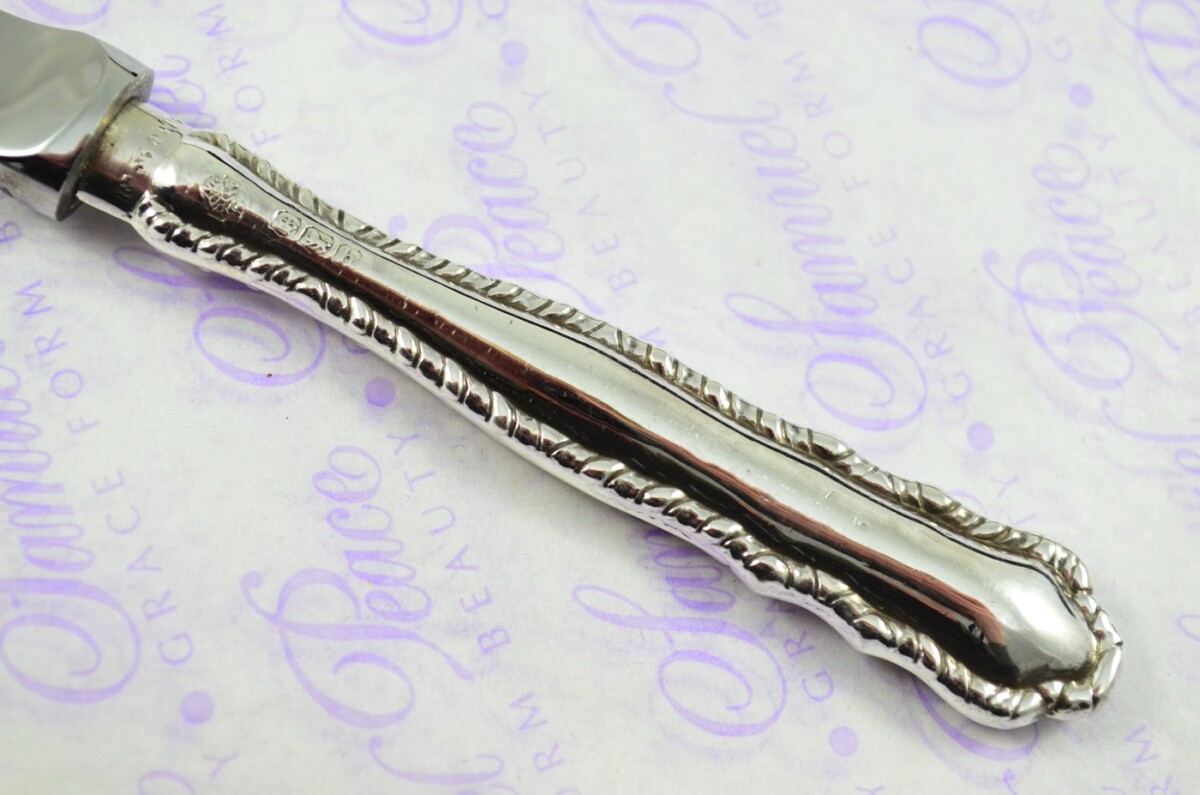 William Hutton & Sons Sheffield Sterling Silver Handled Letter Opener Fancy Dubarry Pattern 1925 - Image 3