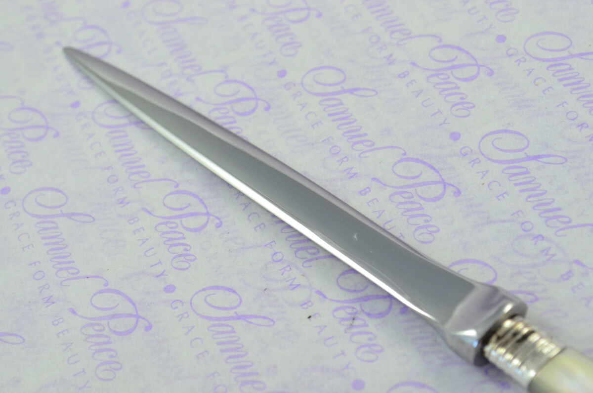 George Howson Carved Mother of Pearl Handled Letter Opener Sheffield 1915 Cased - Image 5