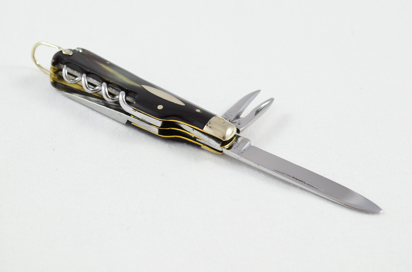 J. Clarke & Sons 6 Piece Buffalo Horn Handled Coachman's Knife c.1890 - Image 6